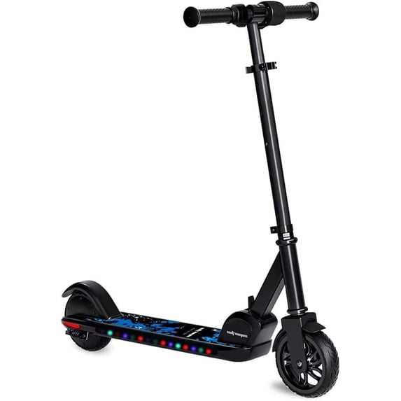 Electric Scooter - 150w Brushless Motor with Colorful Rainbow Lights, LED Display, Adjustable Speed and Height,Foldable and Lightweight,Great Gift for Kids,Teens,6 Years and UP