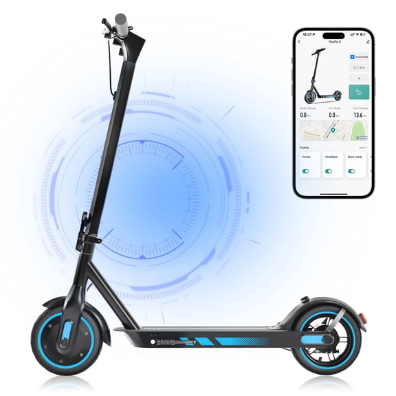 Electric Scooter, 22-28 Miles Long Range,22Mph Top Speed, Commuting Electric Scooter with Cruise Control, Double Braking Systems Escooter for Adults and Teens Blue
