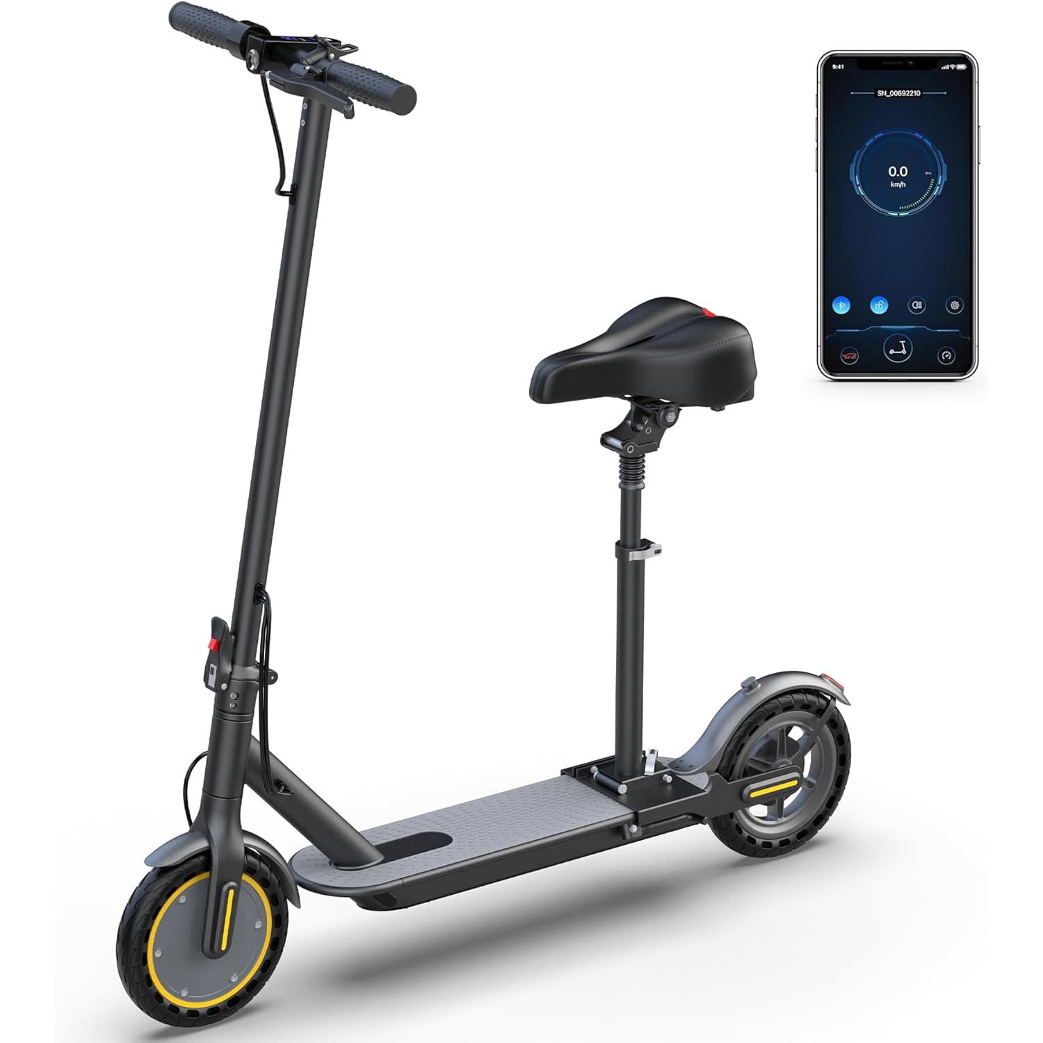 Electric Scooters for Adults, 350W Foldable Commuting Scooter with Seat for Adults, Max Speed Up to 16MPH, 22 Miles, Smart APP, 8.5" Tires