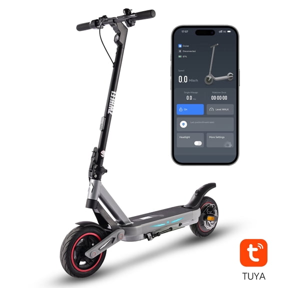 Electric Scooter Adult, 25MPH Top Speed, 18-Miles Max Range, 800W Peak Motor, Front & Rear Suspension, 10'' Off-Road Tires, Folding Commuter E Scooter, Gift for Teens, Smart APP Control