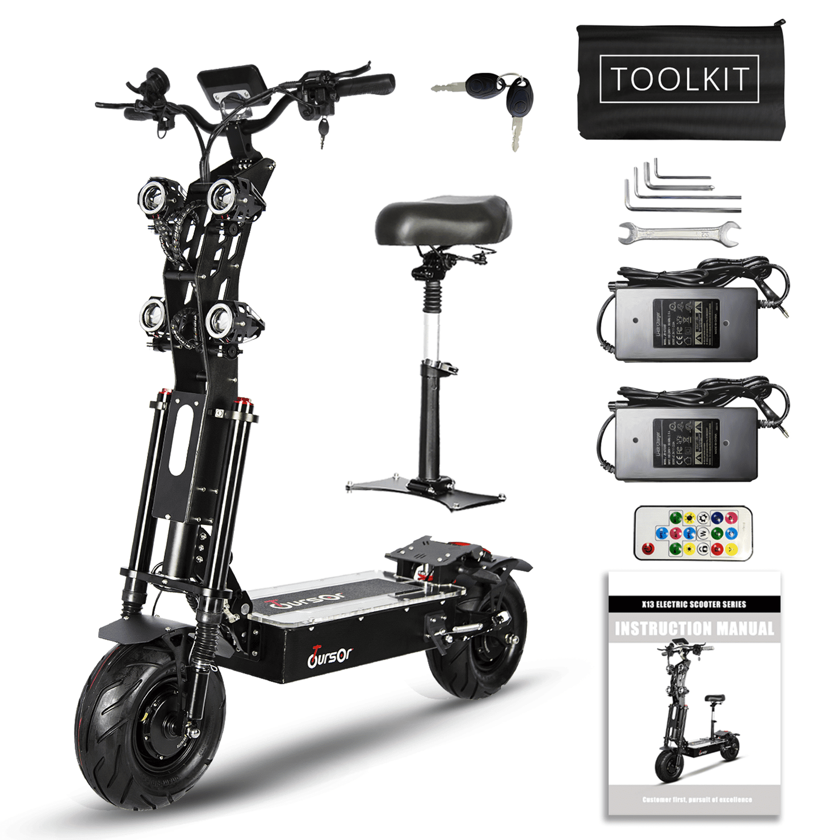 Electric Scooter for Adults, 10000W Dual Motor Up to 65 Mph, 60V 50Ah Battery Range to 75 Miles, Fast E-Scooter with 13" Tubeless Tires and Removable Seat, 440lbs Load Capacity, LCD Display