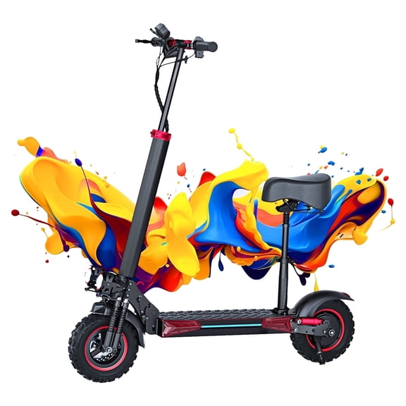 Electric Scooter for Adults, 1200W Motor Max 31MPH, 48V 15Ah Battery Up to 31 Miles Long Range, 11" Off-Road Tires Foldable Commuter E-Scooter with Seat, Dual Suspension, Dual Disc Brake
