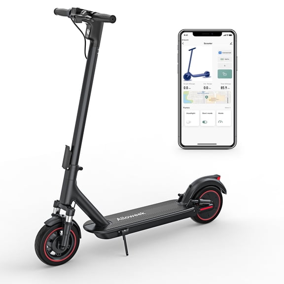 ALLOWEEK MAX70 electric scooter for adults, 29Ah battery up to 50 miles, 350W 19 mph, 10" solid tires, UL2272, dual brakes, foldable commuter escooter