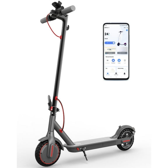 Electric Scooter for Adults, 350W Portable Folding Commuting Scooter, 16 Mph Top Speed, Max 19 Miles Long-Range, with Double Braking System and App, 8.5"