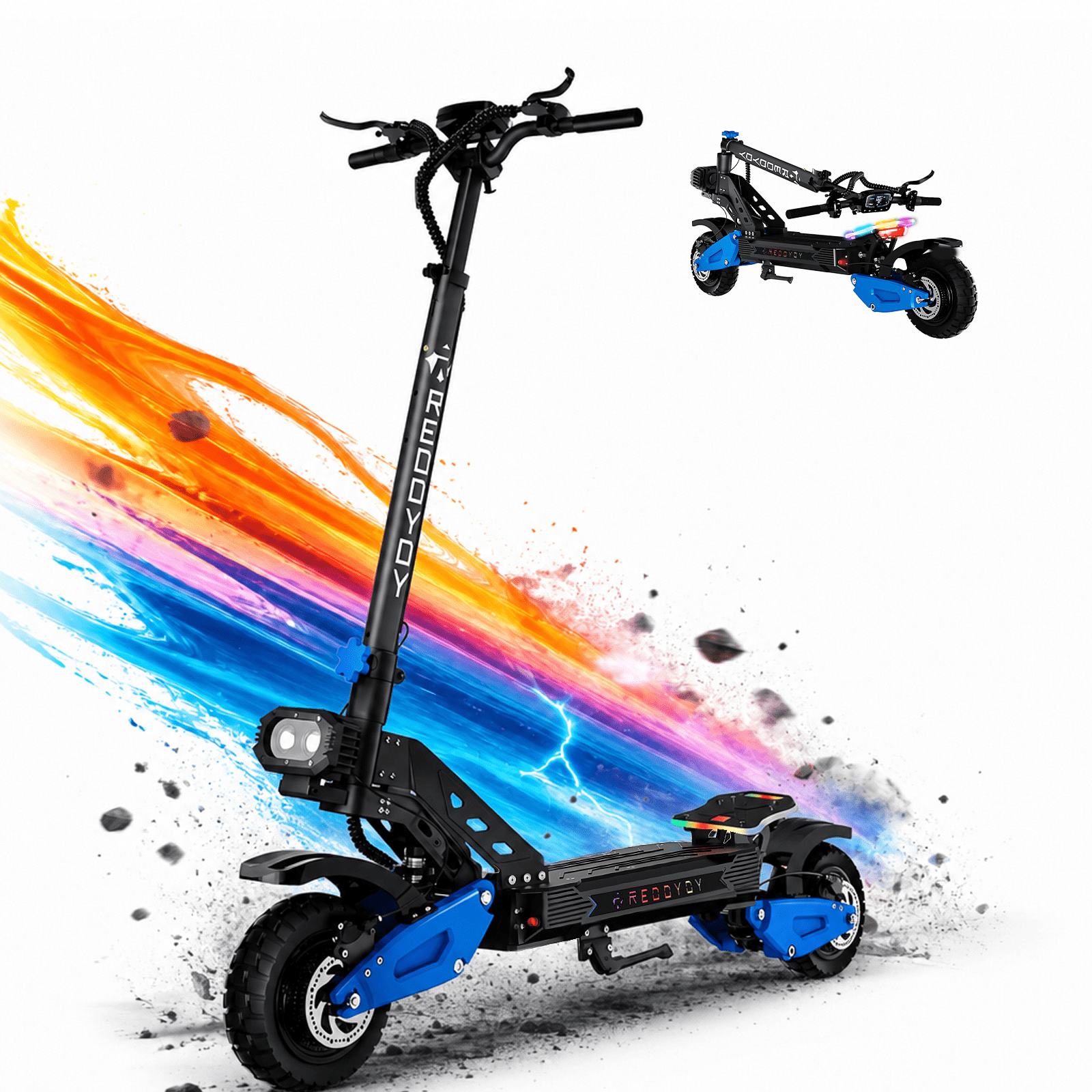 RD2 Electric Scooter Adult Off-Road 3600W Motor 45MPH Max Speed 50Miles Range 10.5 inch All-Terrain Tires with App