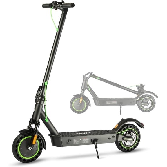 ChangBu Electric Scooter for Adults, 500W Motor Folding Commuter E-Scooter with Dual Suspension,19 mph & 31 Miles Range, 10" Solid Tires, UL 2272 Certified, Green