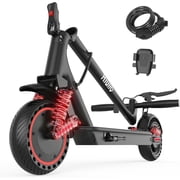 Electric Scooter Adults 500W Motor Up to 22MPH 30Mile Range Dual Suspension 10 Inch Solid Tires Foldable Commuter Scooter Dual Braking System