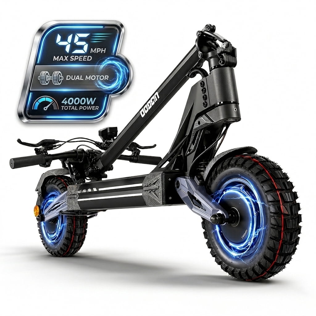 EOEOTWO K2MAX Dual Motor Electric Scooter for Adults, 4000W Peak 45MPH Fast Off-Road E-Scooter, 60V 27Ah Battery 42 Miles Range, 11" All-Terrain Tires Foldable Commuting Scooter UL2272