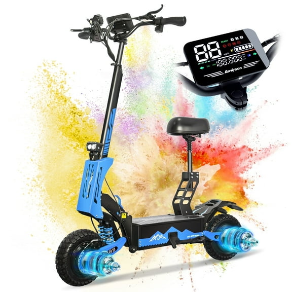 Electric Scooter Adults,5600W Dual Motor Commuter Scooter Up to 46MPH & 43 Miles Range,Dual Brake System and Shock Absorption,11" Vacuum Off-Road Tire Sports Folding E-Scooter with Detachable Seat