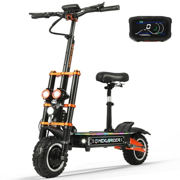 Electric Scooter- 11 "All Terrain Tires, 6000W Motor Up to 52MPH, 60V 35Ah Battery  Range 60+ Miles, E Scooter with Adjustable Seat for Adults UL2272