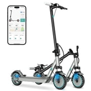 Electric Scooter for Adults with Dual Suspension, 350W Motor & Top 19 MPH, 21 Miles Long Range, 8.5" Portable Folding Commuting Scooter, Double Braking System Blue