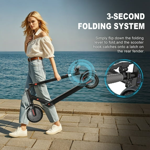 Electric Scooter Adults, Foldable 8.5" Tires E Scooter for Adults, 19 Mph, 350W Motor Fast Cooter, Kick Scooters Max 21 Miles Long Range for Commuting, Heavy Duty E-Scooter with Dual Braking System