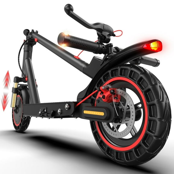 Electric Scooter for Adults, Foldable E-Scooter with Dual Suspension & Front/Rear Turn Signal Lights, 550W Motor up to 22 MPH, 10" Large Honeycomb Solid Tires