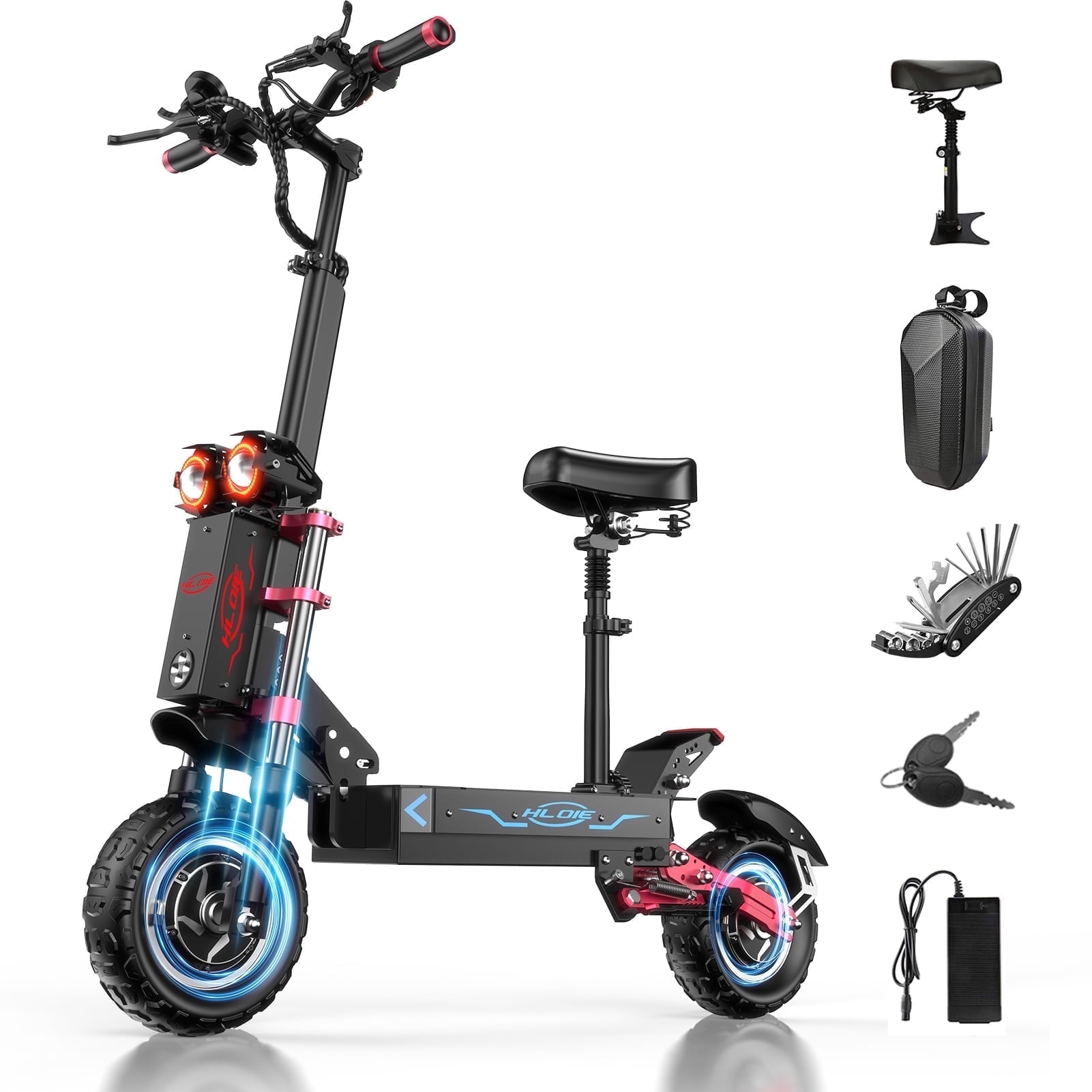HLOIE Electric Scooter for Adults Peak 5600W Dual Motor Up to 50MPH, 45-Mile Range