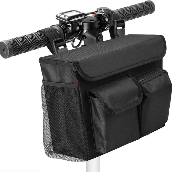 Electric Scooter Bag Wheelchair Bag, Scooter Storage Bag with 14-Inch Laptop Pocket and Cup Holders, Durable Basket for Scooter, Wheelchair and Bike, Mobility Scooter Accessories for Adultsblack