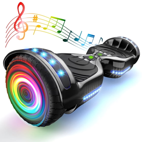 Electric Scooter with Bluetooth Speakers, Hover Off Road Board Electric Scooter with LED Lights & Dual 150W Motor, Scooter with 9MPH Max Speed, Tcdjtc Self-Balance Scooter