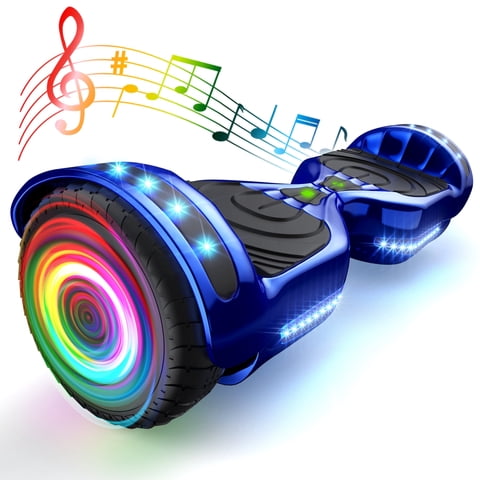 Electric Scooter with Bluetooth Speakers, Hover Off Road Board Electric Scooter with LED Lights & 400W Motor, Kids Scooter with 9MPH Max Speed, Tcdjtc Self-Balance Scooter for Kids
