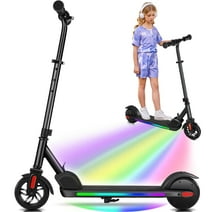 Electric Scooter, Foldable Electric Scooter for Kids Ages 8-15, Up to 10 MPH & 7 Miles, LED Display, Colorful LED Lights, Lightweight Kids Electric Scooter