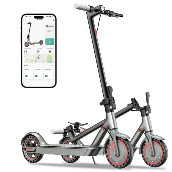Electric Scooter HiQiS D8 350W 8.5' Foldable Scooter for Adults with APP and High Speed of 19MPH Red