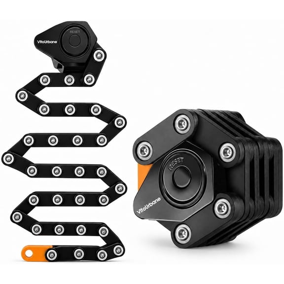 Electric Scooter Lock, Heavy Duty Folding Combination Bike Lock for E-Bikes | Keyless 4-digit folding chain lock with alloy steel links and bracket for bikes, e-bikes, scooters, mopeds, and motorcycl