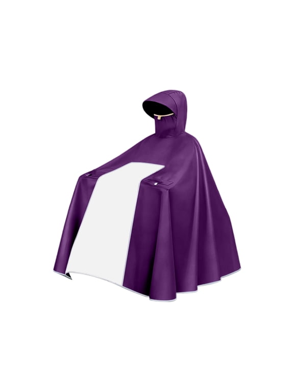 Electric Scooter Raincoat Full Body Heavy Duty Motorcycle Poncho with Transparent Visor Windproof Waterproof Purple for Daily Commute Outdoor Riding
