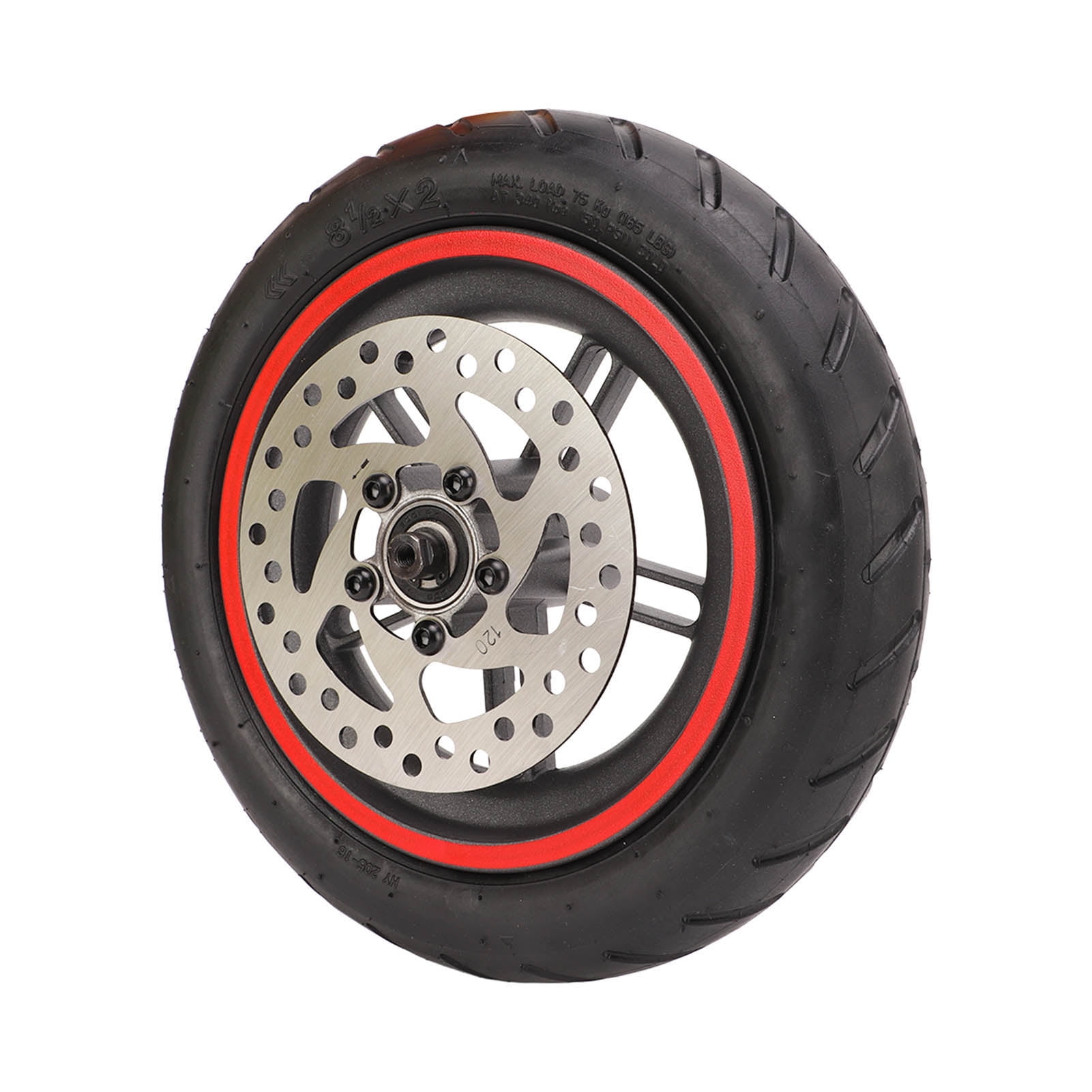 Electric Scooter Rear Wheel with 120mm Brake Disc Red Pneumatic Tyre