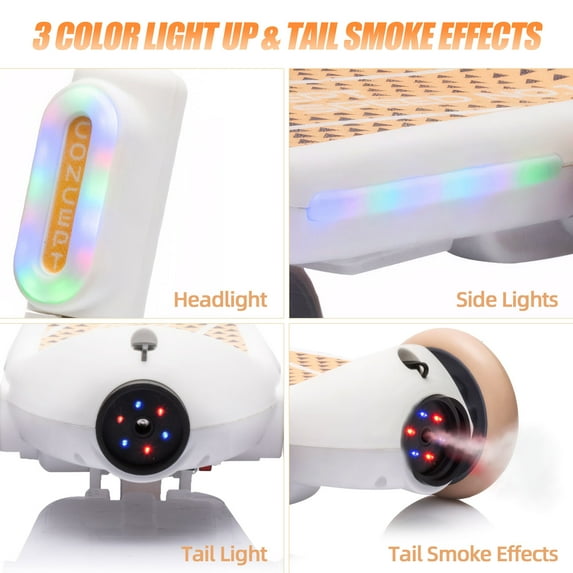 Electric Scooter Scooter for Kids, 3 Wheel Scooter for 3-6 Years Old Boys Girls, 6V Kid Scooter with Music, One Click Start, Steam Sprayer, 3 Colorful Front/Deck Light, White