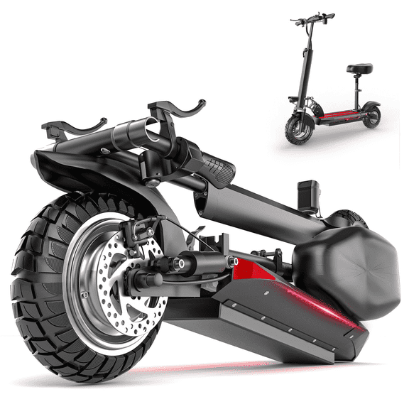 PostJoy RS7 Electric Scooter with Seat 10'',Peak 1200W Motor Max 30MPH and 45Miles Portable Commuting Scooter for Adults with Dual Brake and Suspension Folding Commuter E-Scooter UL2272