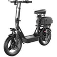 Electric Scooter with Seat for Adults, 500W Peak Motor Sit Down Electric Bike with Box, Up to 25