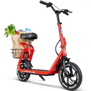 Electric Scooter with Seat and Basket for adults and teens   12 tires, 18 mile range, 450W motor, 48V battery   folding adjustable bar   Madd Gear Pendolare