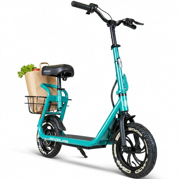 Electric Scooter with Seat and Basket for Adults and Teens – 12" Tires, 18 Mile Range, 450W Motor, 48V Battery – Folding Adjustable Bar – Madd Gear Pendolare