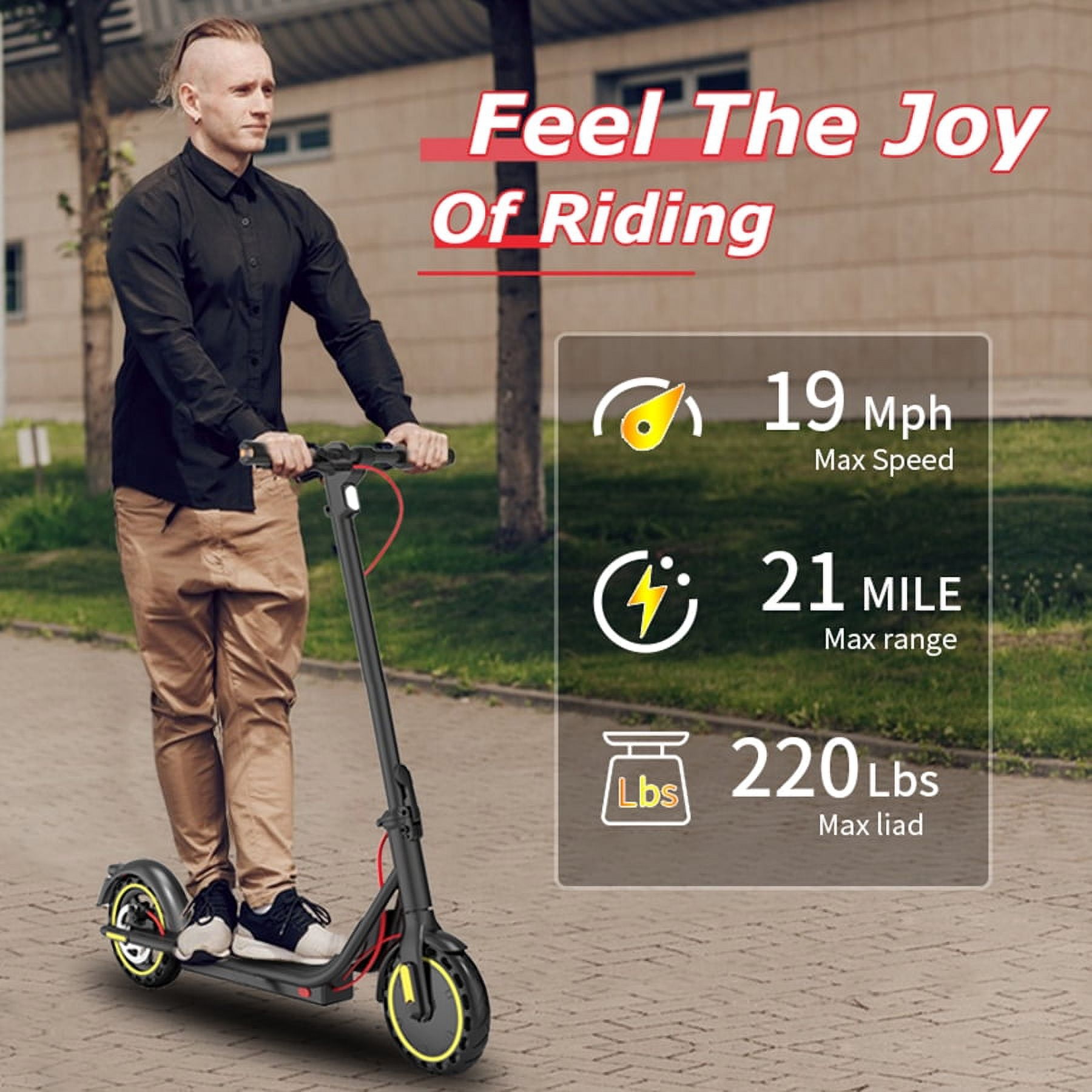 Electric Scooter for Young Adults,21 Miles Range & 19 MPH,500W Motor,10 ...