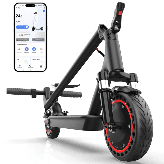 Electric Scooter for Adults 350W Motor 16 MPH 19 Mile Range 8.5 Inch Solid Tires Dual Suspension App Control Front EABS Rear Drum Brake