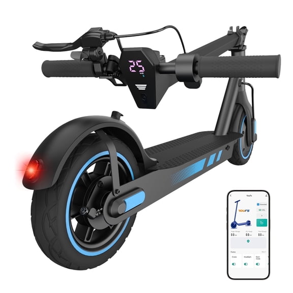 Electric Scooter for Adults, 500W, 25 Miles & 25 MPH Max, 10'' Solid Tires Portable Folding Design,Commuting E-Scooter Blue