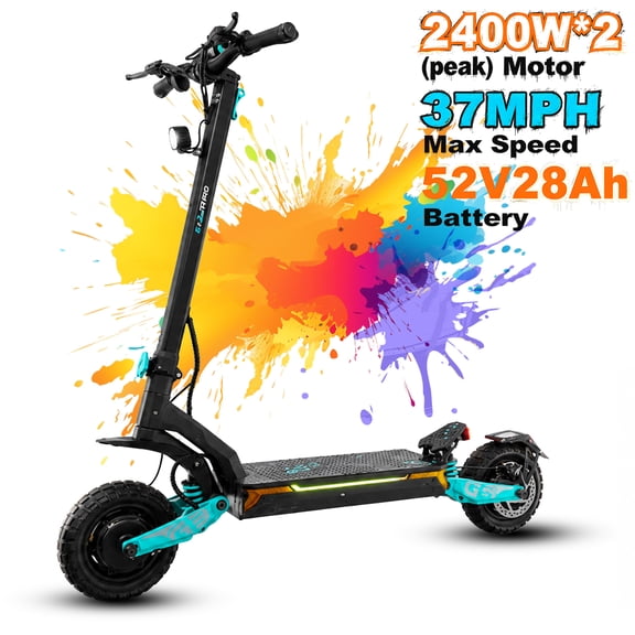 Electric Scooter for Adults, Foldable E-Scooter for Commuting,2400W *2 Peak Dual Motor 135Nm 37 Mph Speed,52V 28Ah=1456Wh Battery,Dual Disc brakes