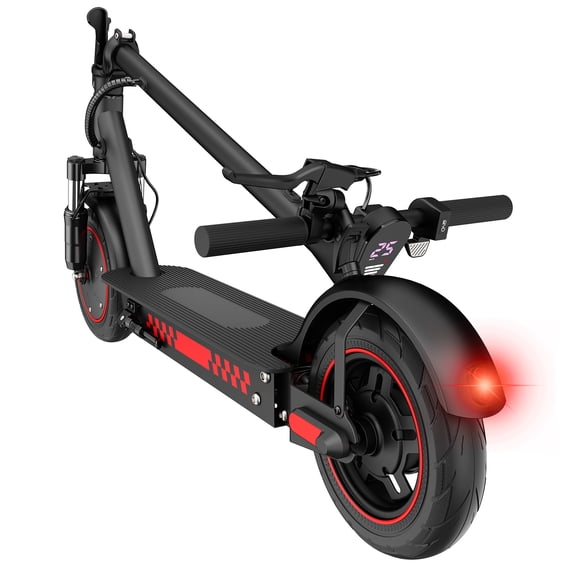 Electric Scooter for Adults with Dual Suspension, 10'' Solid Tires, 350W Motor, 19 MPH & 21 Miles Range, Foldable E-Scooter Black