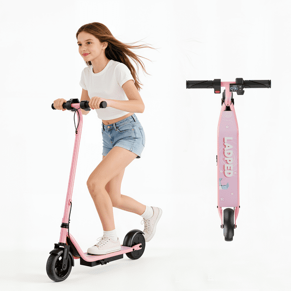 Electric Scooter for Kids Ages 6–14, Pink Electric Scooter, 250W Motor, Up to 10 Miles Range, 9 MPH, Lightweight Foldable Scooter for Girls