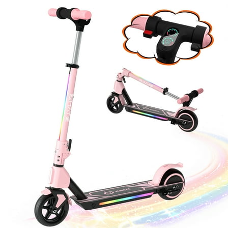 SIAMTE Electric Scooter for Kids Teens Ages 6-14, Scooter with Lighting Lamp ,3 Adjustable Height, Dual Braking System ,Top 8.7mph & 5 Miles ,130W