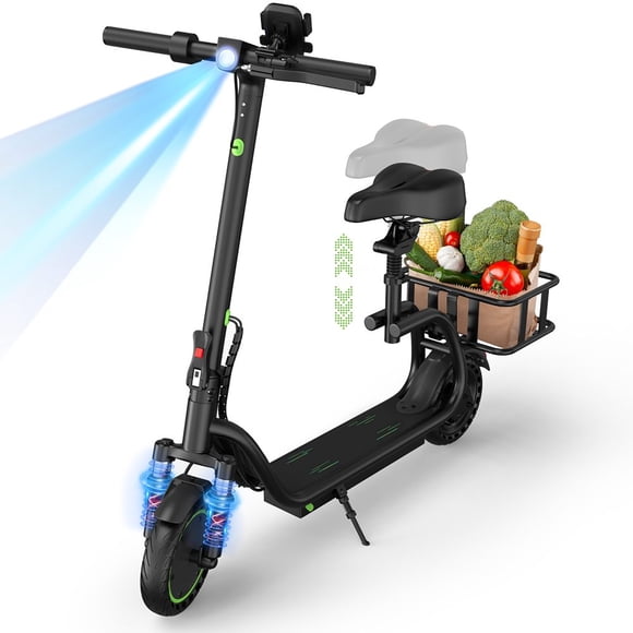 Electric Scooter with Seat, 8.5" E Scooter for Adults Max Speed 19 MPH, Powerful 350W Motor, 15 Miles Long Range, Max Speed 19 MPH
