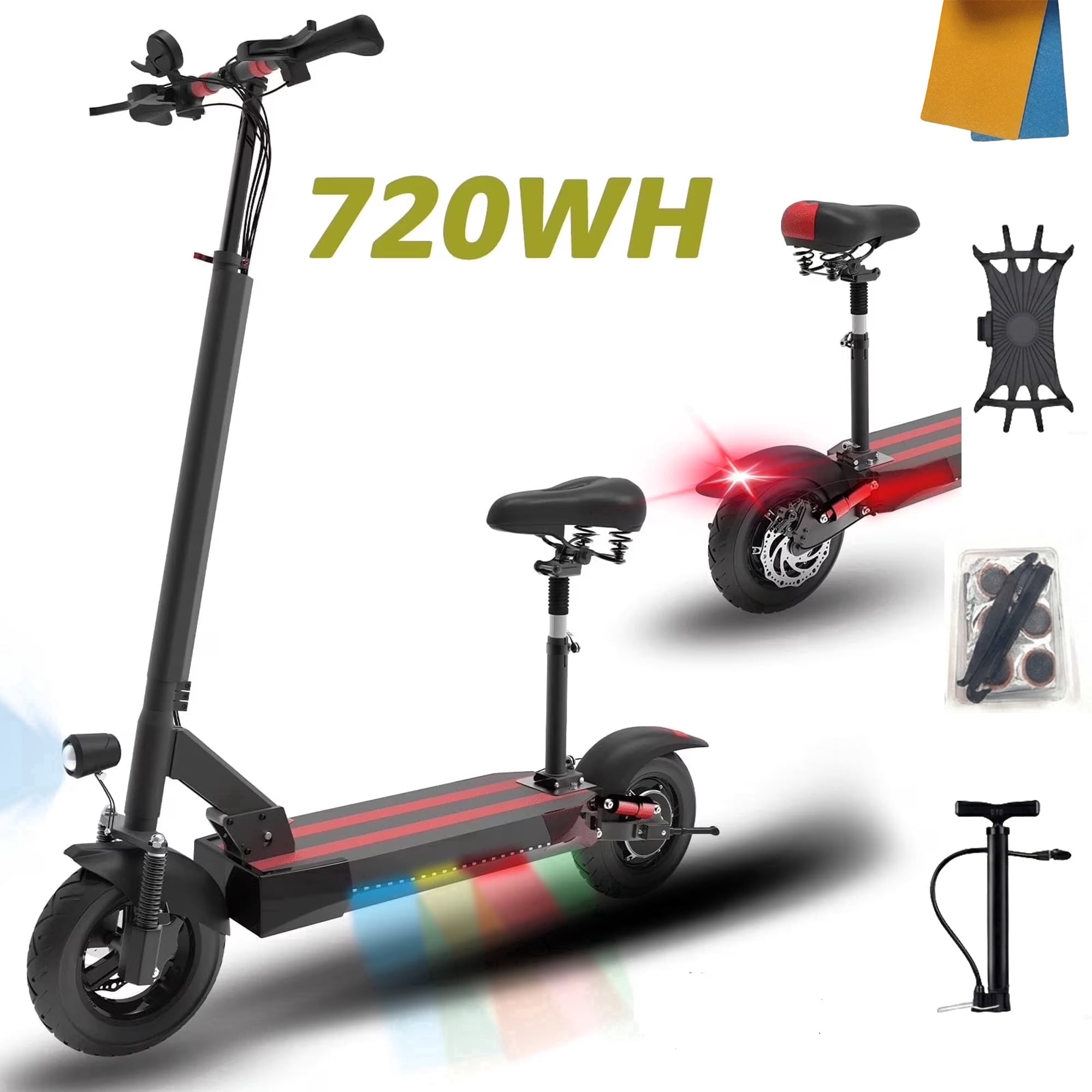 Adult Foldable Electric Scooter with Seat, 60 Mile Range, 35 MPH