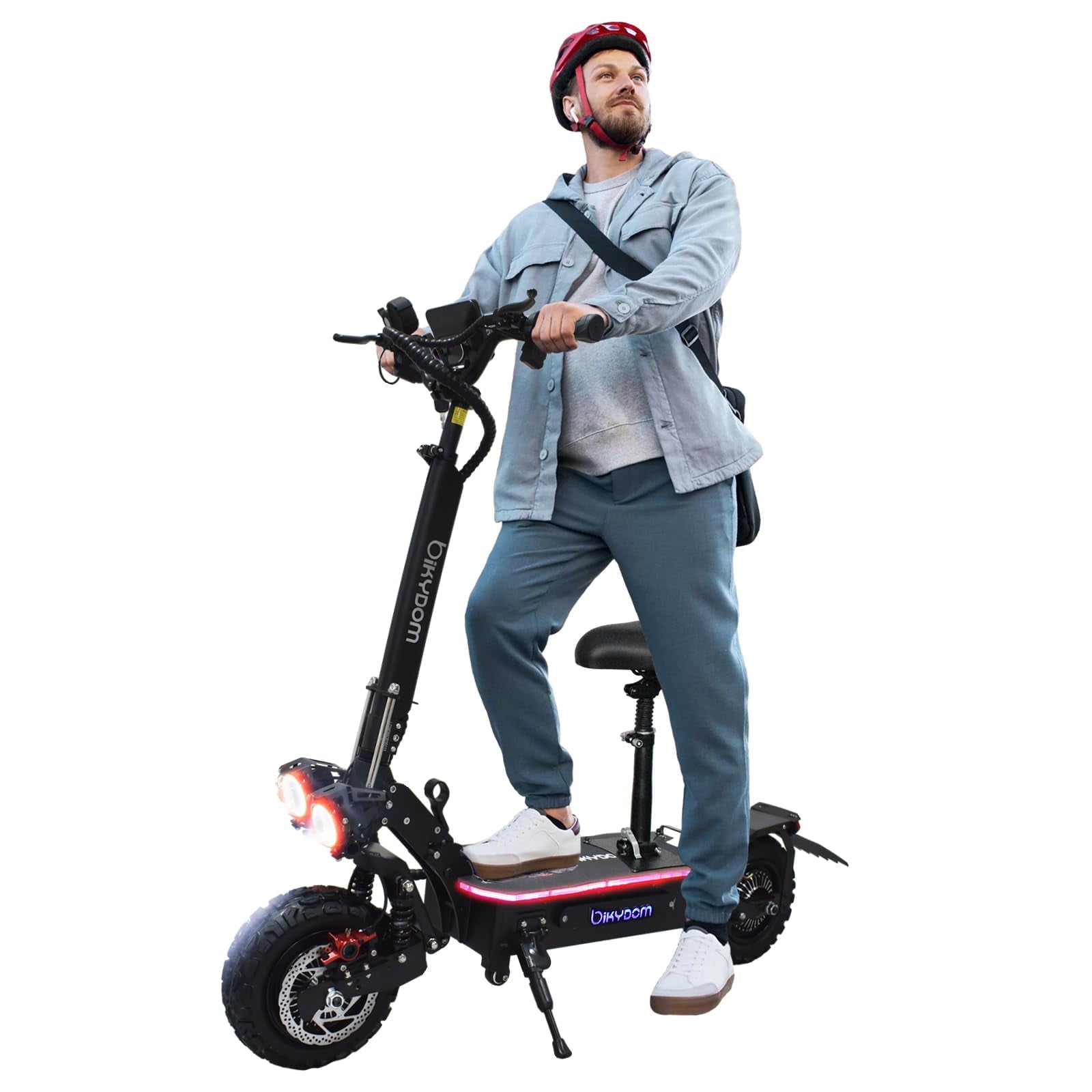 Bikydom 5600W Electric Scooter with Seat for Adults 50 mph & 52 Miles Dual Drive Foldable Scooter Max Load 440lbs