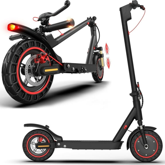 Electric Scooters for Adults, 10" Large Honeycomb Solid Tires Foldable E-Scooter, 550W Motor up to 18 MPH, Front-Rear Turn Signals & Dual Suspension