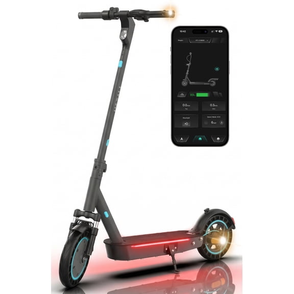 Electric Scooters for Adults, Smart App Control, 650W Motor, 25-Mile Range, 10" Tires, Dual Suspension Foldable E Scooter