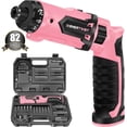 thumbnail image 1 of Electric Screwdriver, 8V Max 10Nm Pink Cordless Screwdriver Rechargeable Set with 82 Accessory Kit and Charger in Carrying Case, 21+1 Cluth, Dual Position Handle, LED Light, 1 of 8