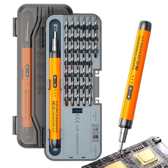 Electric Screwdriver Kit,46 in 1 Precision Electric Screwdriver Tool with 38 Drill Bits, Low Noise Design Accurate Fastening Control High Torque for Smartphone Watch Computer Repair Tool (Orange)