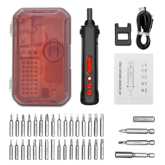 Electric Screwdriver Kit, Power Cordless Screwdriver Rechargeable Set with LED Work Light, Portable Tool Kit For Home Maintenance, DIY Projects & Electronics Repair