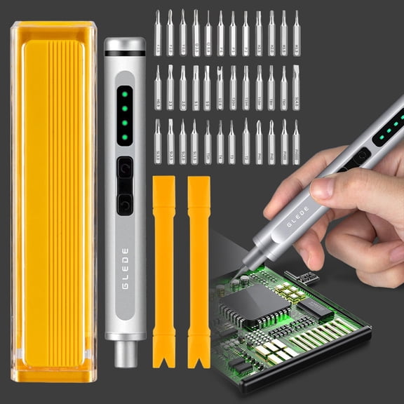 Electric Screwdriver Set, 44 in 1 Screwdriver Set, Type-C Charging Port, Magnetic Chuck System Mini Electric Screwdriver, Repair Tool Kit, For Electronics Phone Camera Laptop (Yellow)