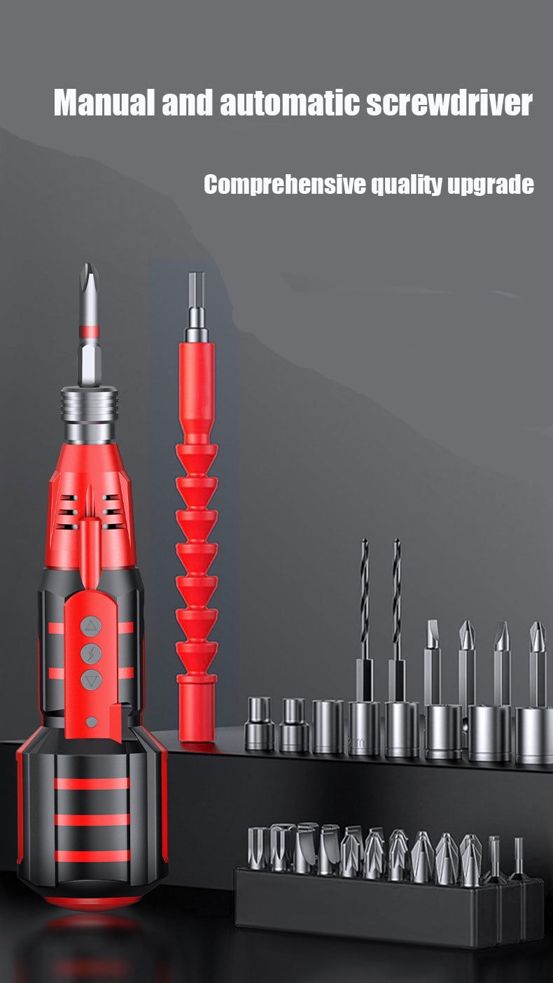Electric Screwdriver Set, Can Twist Back And Forth, Measures Power, Cordless Electric Screwdriver, With Led Work Light, 31 Screwdriver Bits, 9 Sockets, Flexible Hexagonal Shaft, Drill Bit Holder