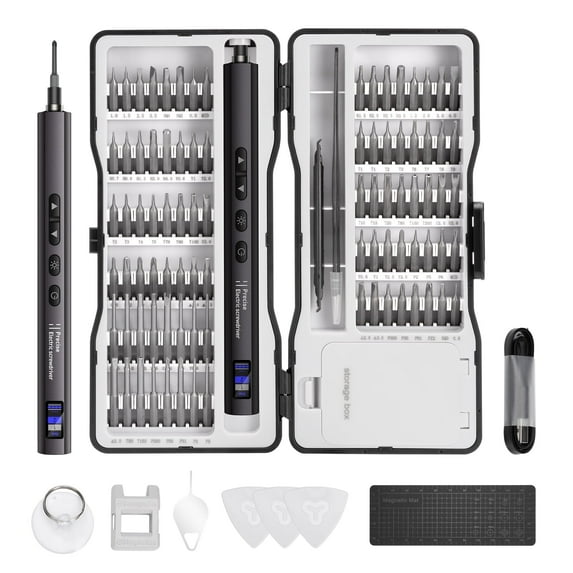 Electric Screwdriver Set, Digital display 97 in 1 Mini Cordless Precision Screwdriver, Anti-slip Handle, LED Lighting, Dual-speed Adjustment, Long Battery Life
