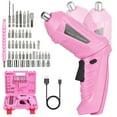 thumbnail image 1 of Electric Screwdriver Set, Handheld cordless drill Rechargeable Tool, Rotatable 90 Degrees Cordless Electric Screwdriver Set with Rechargeable Battery and LED Light for Home DIY, Pink, 1 of 9
